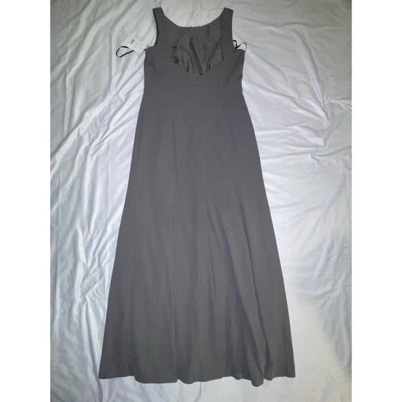 Dessy Collection Size 14 NEW Charcoal Gray Low-Back Bateau-Neck Full Maxi Gown - Picture 3 of 7